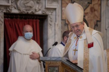 Cardinal George Pell at the annual Eucharistic procession at the Angelicum in Rome, May 13, 2021
